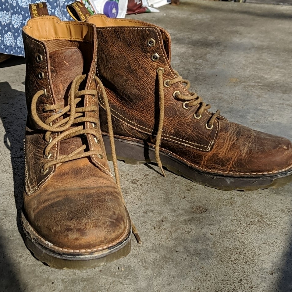 Brown leather Dr Marten's boots